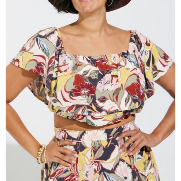 π Mini Challis Off Shoulder Hi-Low Skirt Set 2 2X 18 20 NWT Torrid New! - Picture 2 of 7